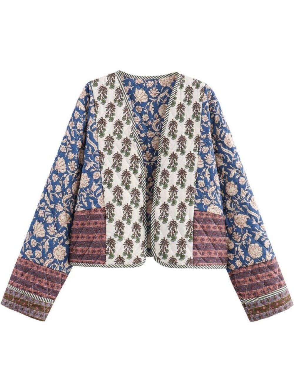 Floral Quilted Lightweight Cropped Jacket for Women - Stylish Spring Outerwear